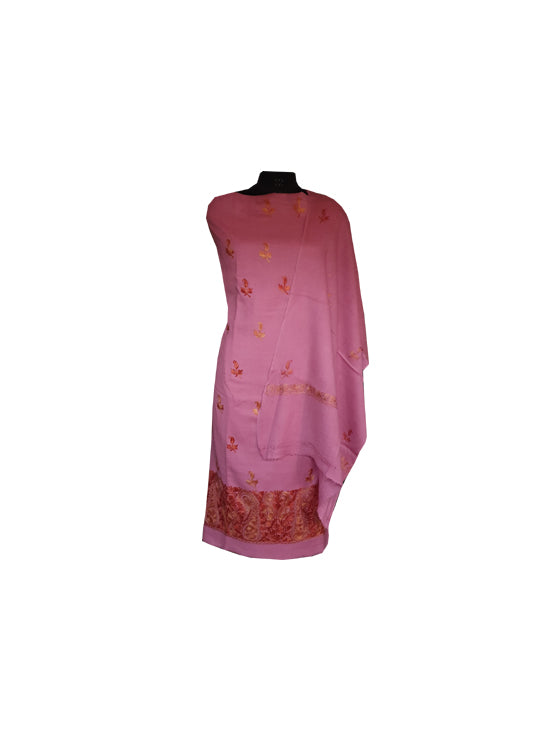 Women Woolen Suits Kashmiri Embroidery Suits Unstitched Dress Material (Pink-1)