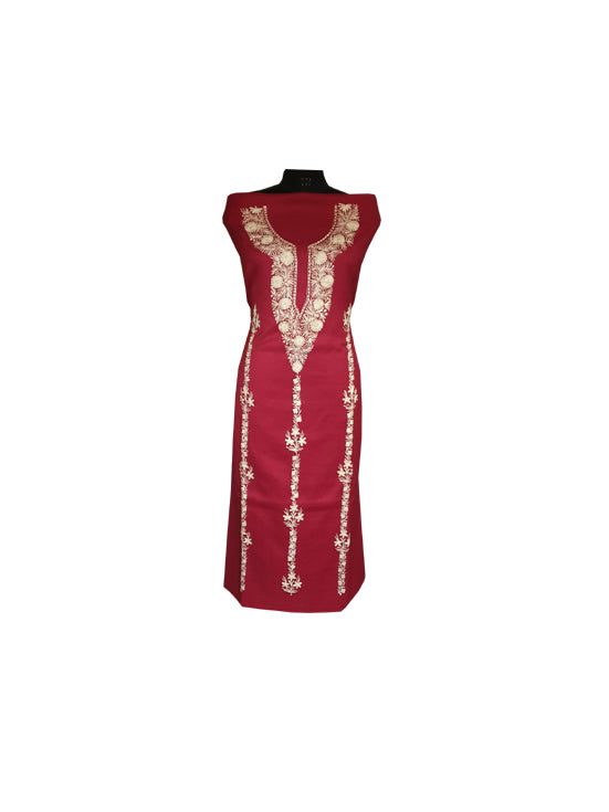 Women Woolen Suits Kashmiri Embroidery Suits Unstitched Dress Material for women (Maroon-3)