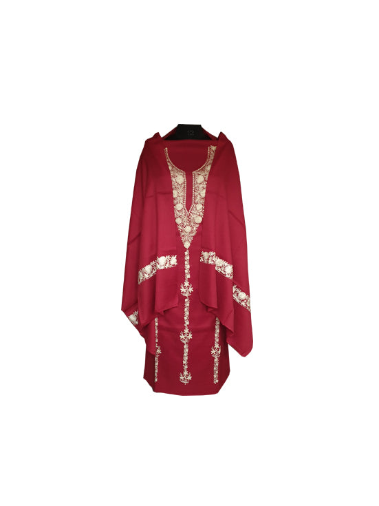 Women Woolen Suits Kashmiri Embroidery Suits Unstitched Dress Material for women (Maroon-3)